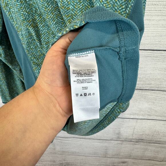 Columbia Plus Size Teal & Yellow Chevron Fleece Quarter Zip Jacket Size 1X - Picture 6 of 10